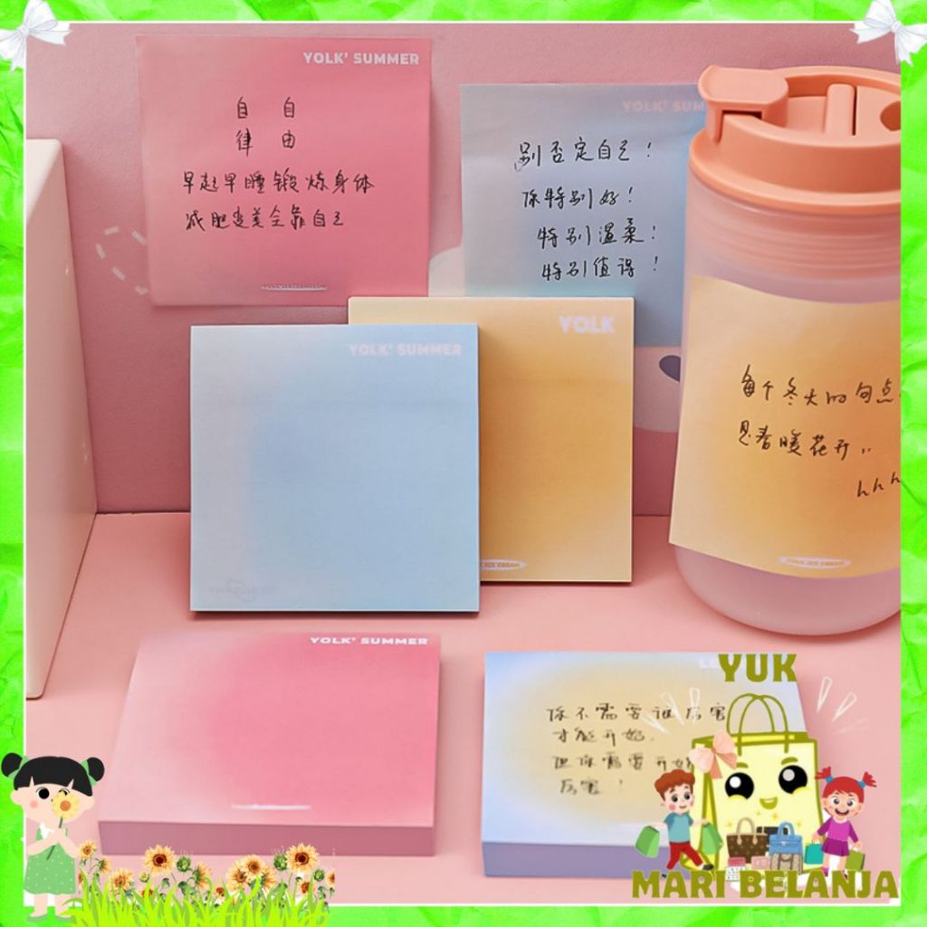 

YMB Sticky Notes Gradasi Lucu Polos 50 Lembar Memo Tempel Gradasi Warna-Warni 50Lembar Tempelan Kertas Catatan Memo Bookmark Notepad Alat Tulis Kantor Sekolah