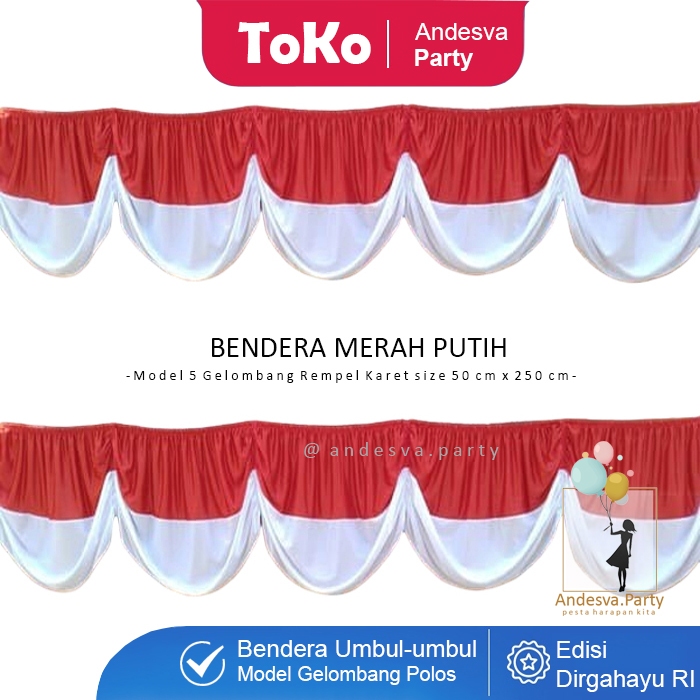 Bendera Merah Putih 5 Gelombang / Bendera Kain Merah Putih Gelombang / Bendera Indonesia kain