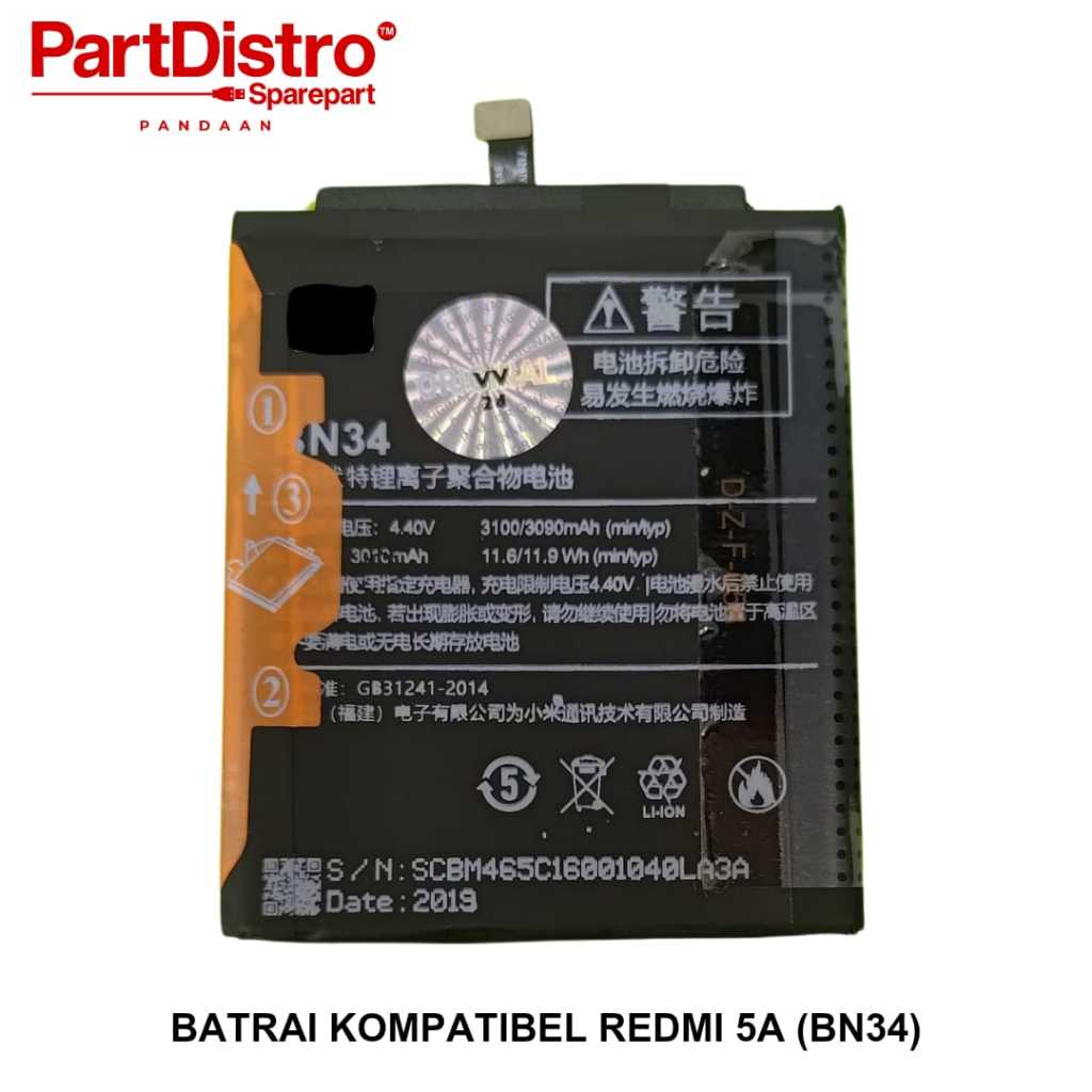 BATT ORI 100% XIAOMI REDMI 5A/BN34 BT