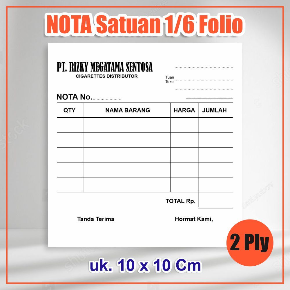 

NOTA CUSTOM Ukuran 1/6 Folio 2 Ply Untuk Toko / Cafe / Olshop / DLL