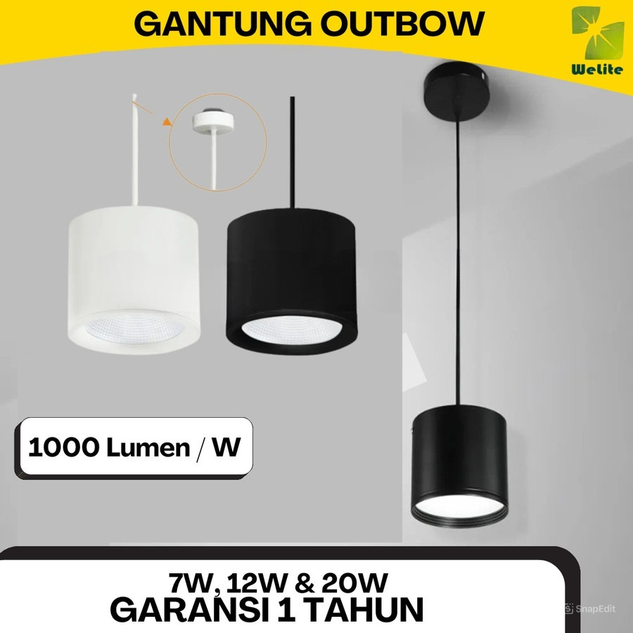 Lampu Downlight Outbow Gantung LED Lampu Plafon 7W 12W 20W Garansi