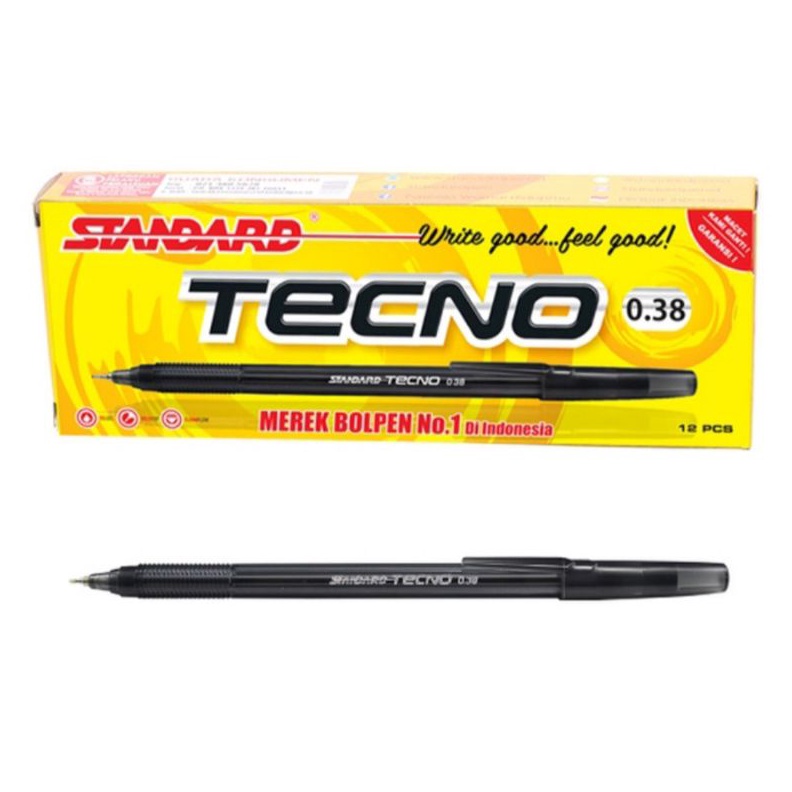 

WAH Pulpen Standard Tecno 38mm Per Lusin Tinta Hitam