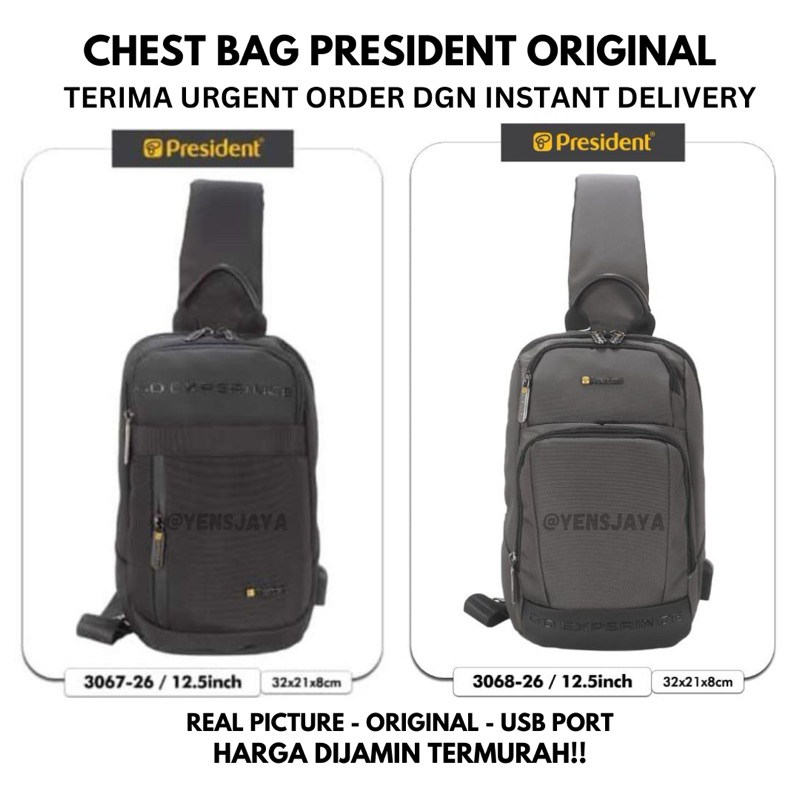 CHEST BAG PRIA MERK PRESIDENT - TAS PRIA - TAS SLEMPANG PRIA - CHESTBAG PRESIDENT