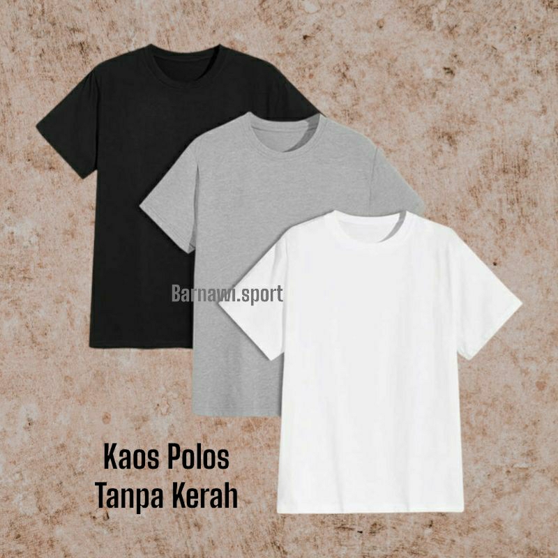 KAOS POLOS PRIA/WANITA HITAM PUTIH ABU LENGAN PENDEK TANPA KERAH
