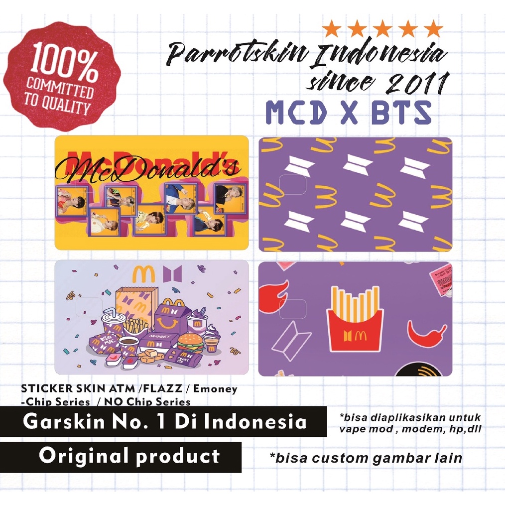 

BERKUALITAS BTS MEAL BTS X MCD Emoney Flazz Tapcash ATM Debit Credit custom Sticker Skin Card