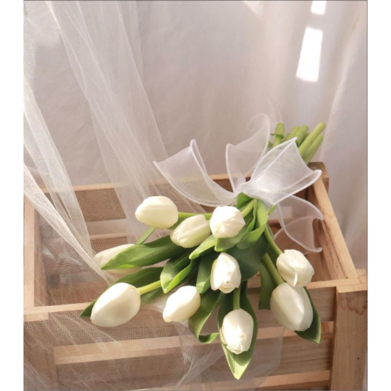LANGSUNGKIRIM*Buket tangan pengantin/hand bouquet wedding/hand buket wedding tulip premium mirip asl
