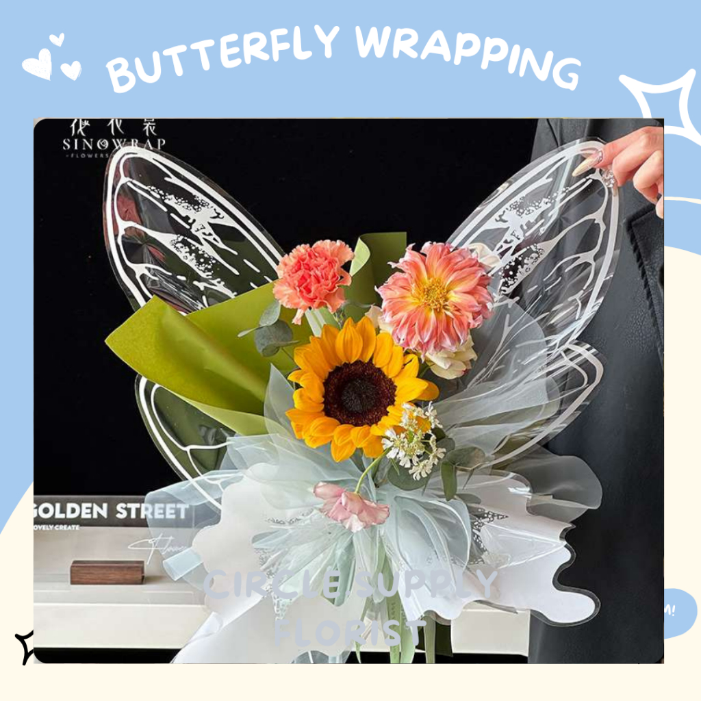 

[READY KERTAS BUKET KUPU-KUPU TRENDING] - Butterfly Wrapping Paper Transparant Korean Style