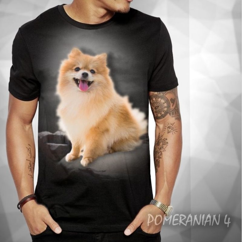 Kaos Hewan Anjing POM POM Baju Animal pria dan anak DOGGY POMERANIAN Lucu Tshirt PUPPY