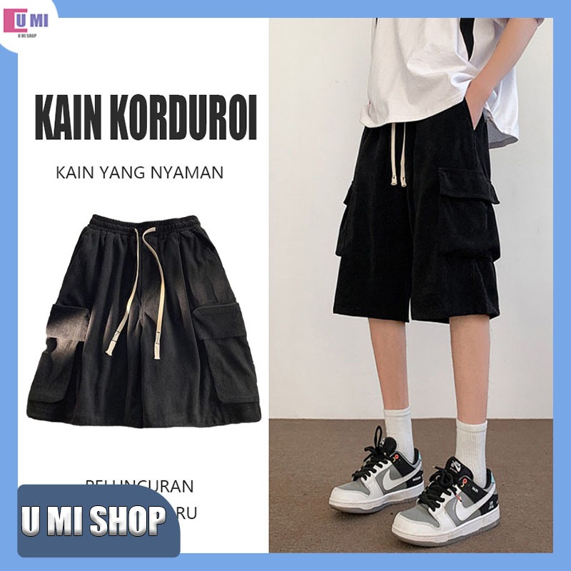 Corduroy celana pendek Celana korduroi yang tebal Pria santai celana pendek Celana korduroy Celana a