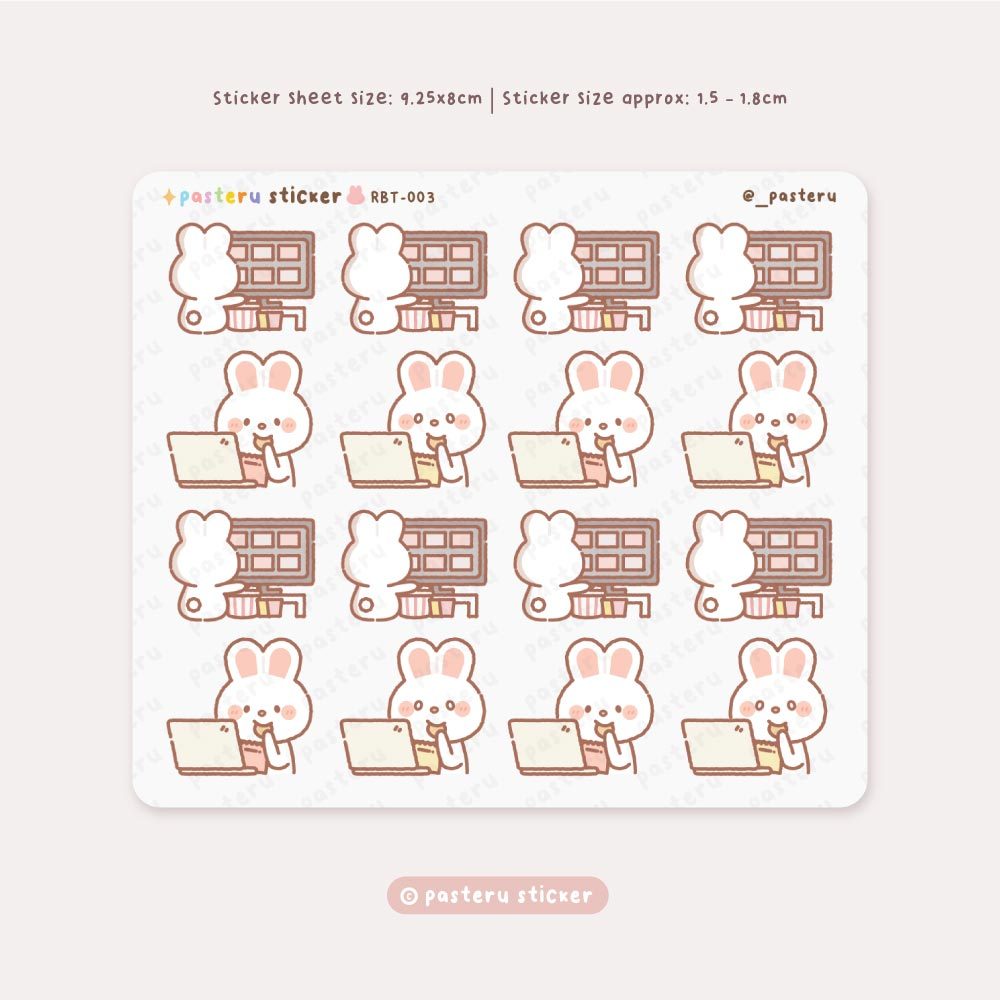 

Mochi Rabbit Binge Watching | Planner Journal Deco Sticker