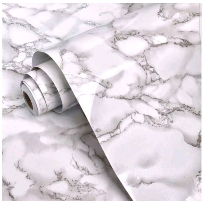 wallpaper dinding motif batu marmer marbel putih abu2