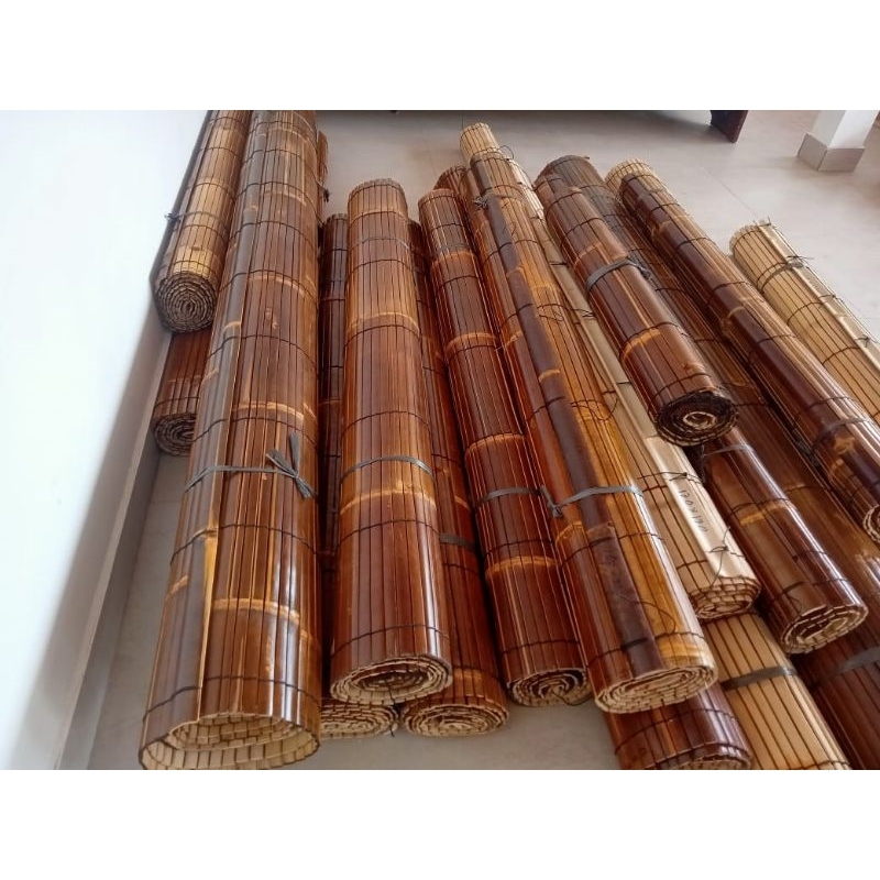 Tirai/Krey Bambu Wulung Plisturan Depan Lebar 2m | Tirai Rumah Elegan | Anti Rayap | Natural sejuk |