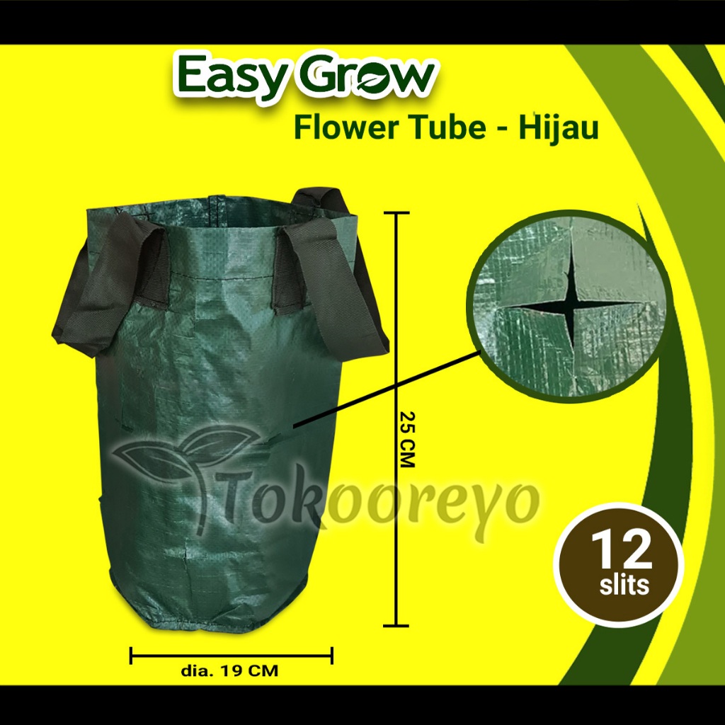 FLOWER TUBE PLANTER BAG EASY GROW 12 SLITS - HIJAU