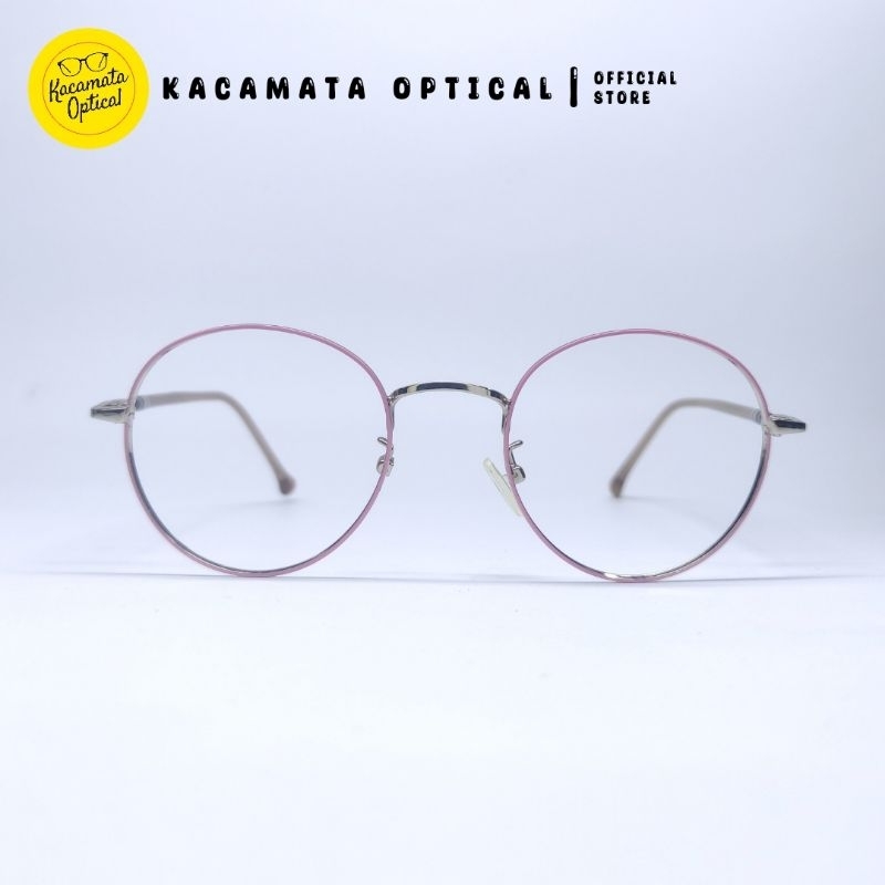 KACAMATA OPTICAL - Frame KMO9206 Oval Pink Silver Besi Plastik