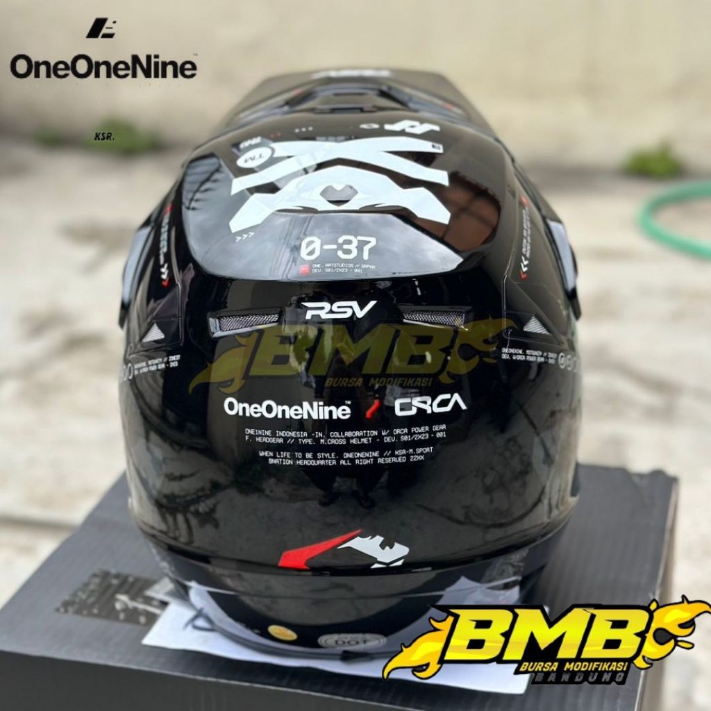 Helm Orca One One Nine Hitam Glossy helmet supermoto trail adventure by RSV