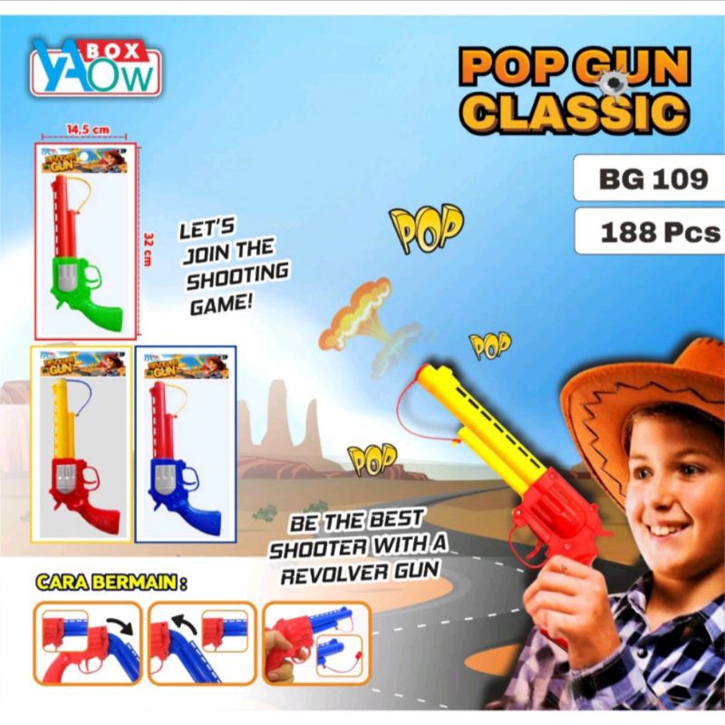Mainan Pop Gun Tembak Tanpa Peluru / Mainan Pistol Angin