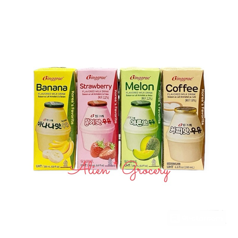 

PROMO!!! Binggrae Melon Strawberry Banana Lychee Coffee Peach Milk Susu Korea 200ml