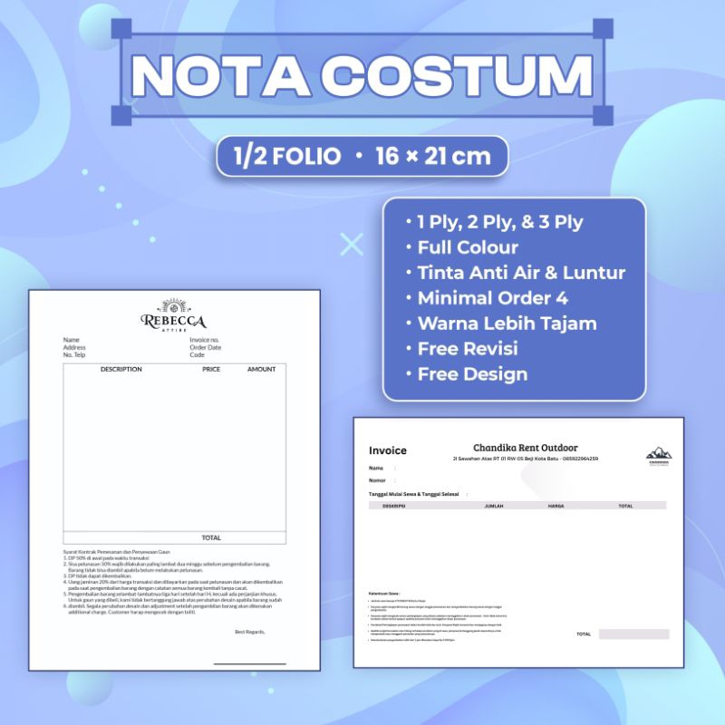 

Cetak Nota Custom Folio Ukuran 1/2 Free Desain