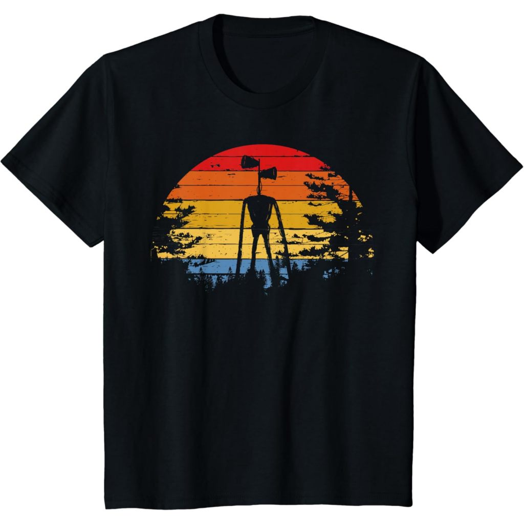 Baju kaos anak Vintage Retro Scary Siren Head Creepypasta Horror T-Shirt