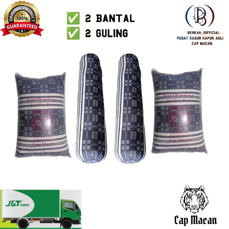 Paket Bantal kapuk dan Guling Asli Cap Macan 4 buah