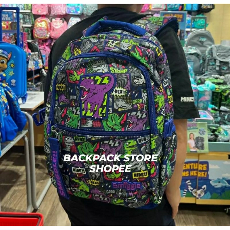 BACKPACK SMIGGLE ORIGINAL BRIGHT DINOSAURUS - TAS SMIGGLE DINO