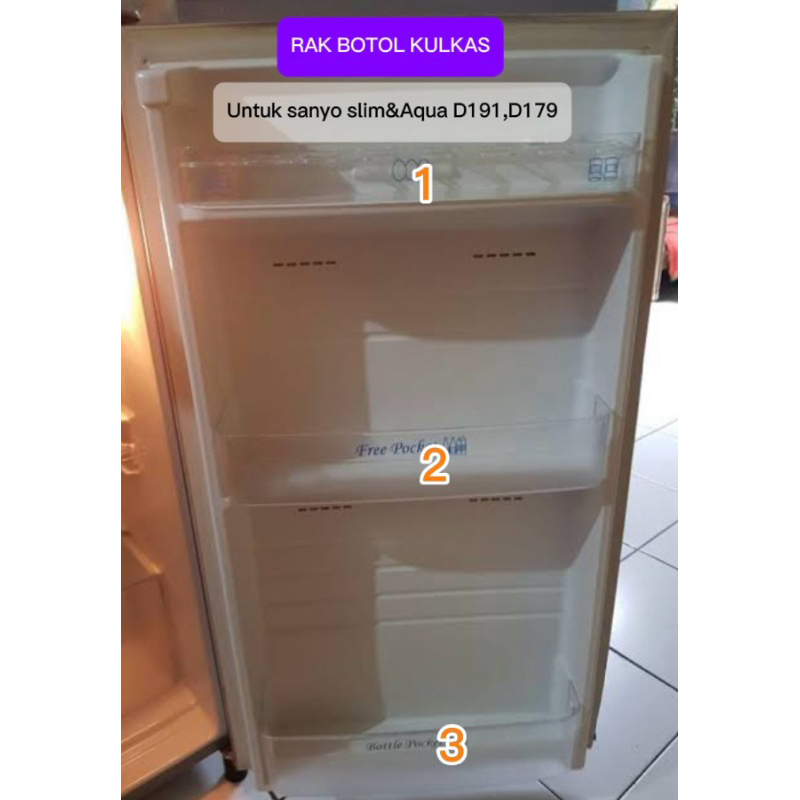 RAK BOTOL PNP SANYO SLIM,AQUA D191,D179