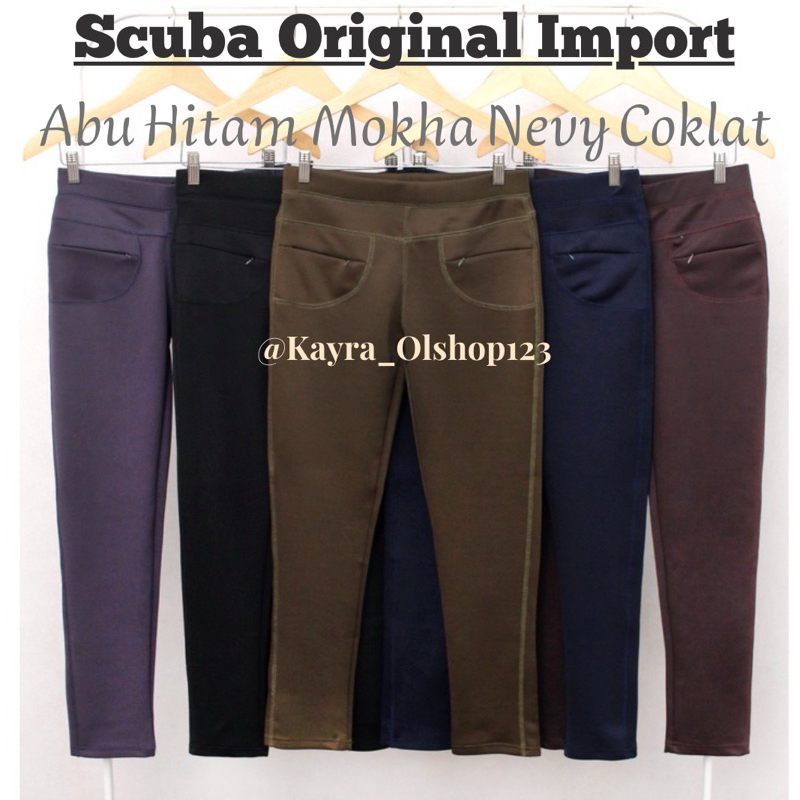 Celana Panjang Wanita Import Merek Saya/Celana Wanita Jumbo Bahan Scuba Import - Tebal Lembut Nyaman