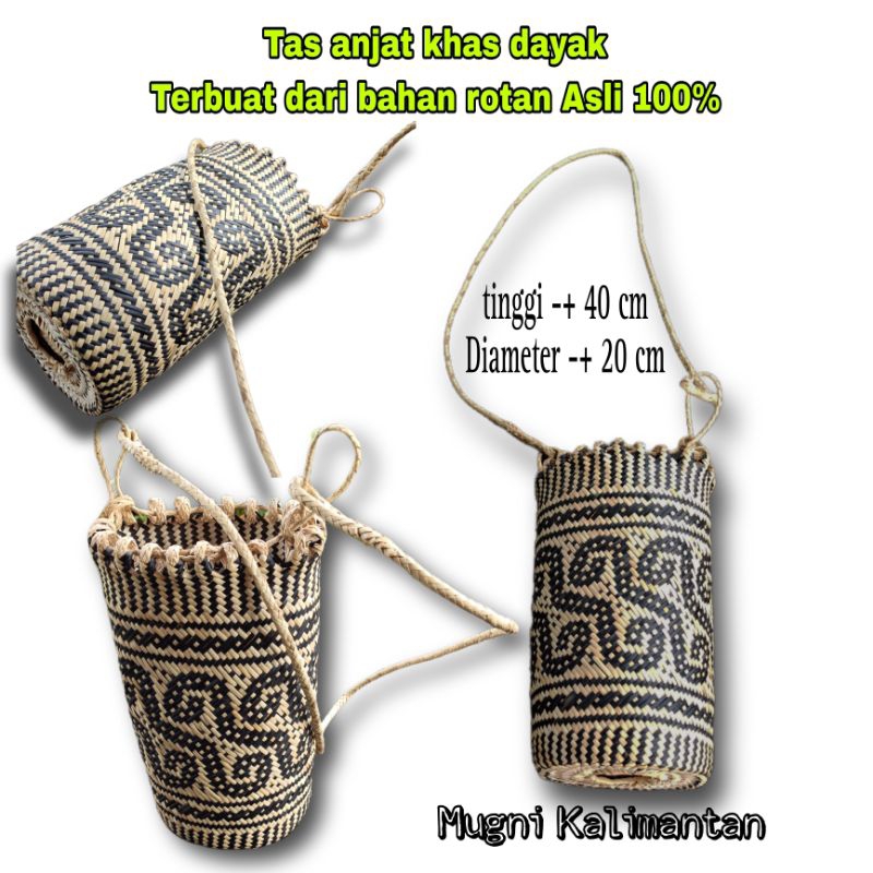 Tas anjat khas dayak asli kalimantan bahan rotan 100% untuk tas masuk hutan tas rotan salempang khas