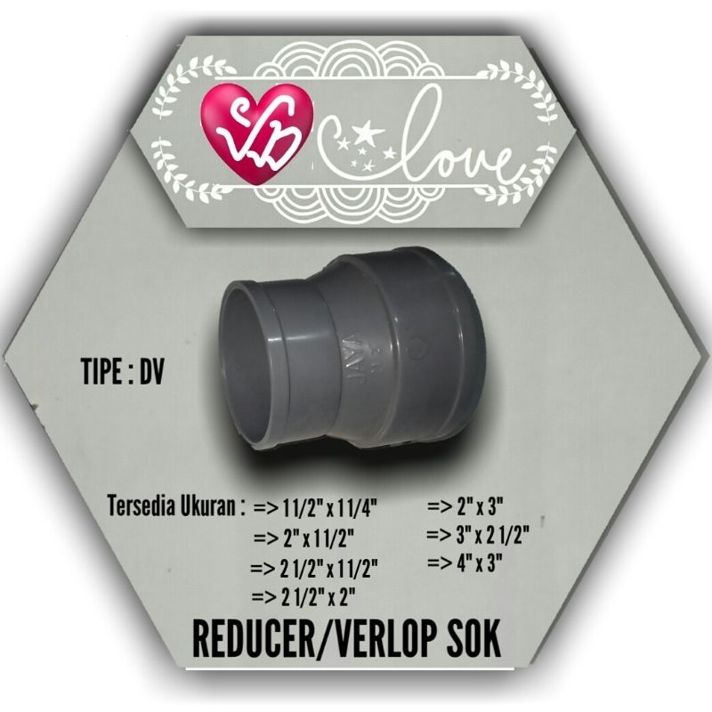 Verlop Sok PVC 4" x 3" DV Reducer Pipa PVC