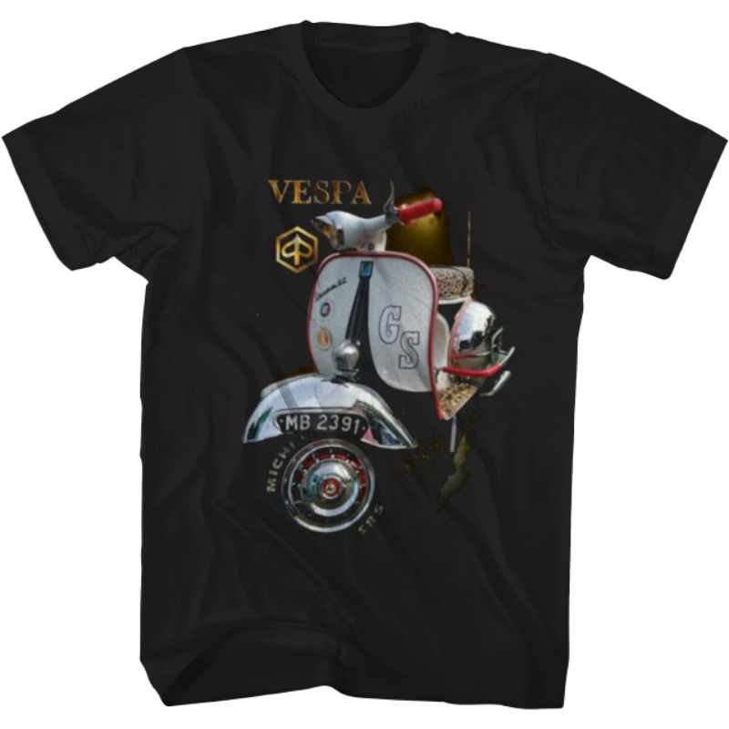 Kaos Motor Vespa Scooter 24s Tebal Pria Wanita kaos Vintage