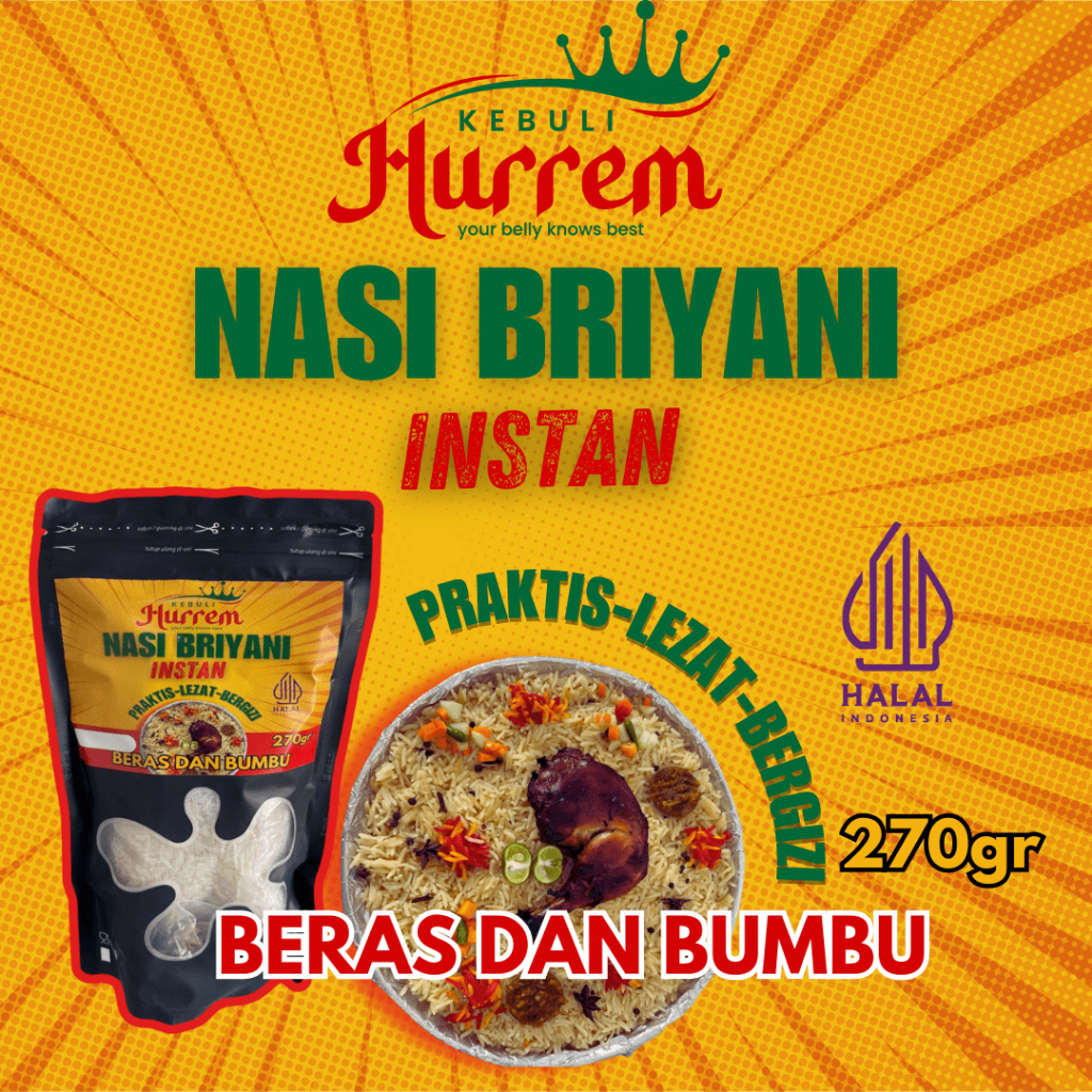 

Nasi Briyani Instan Praktis Aromatic dan Gurih Cukup untuk 4-6 Porsi
