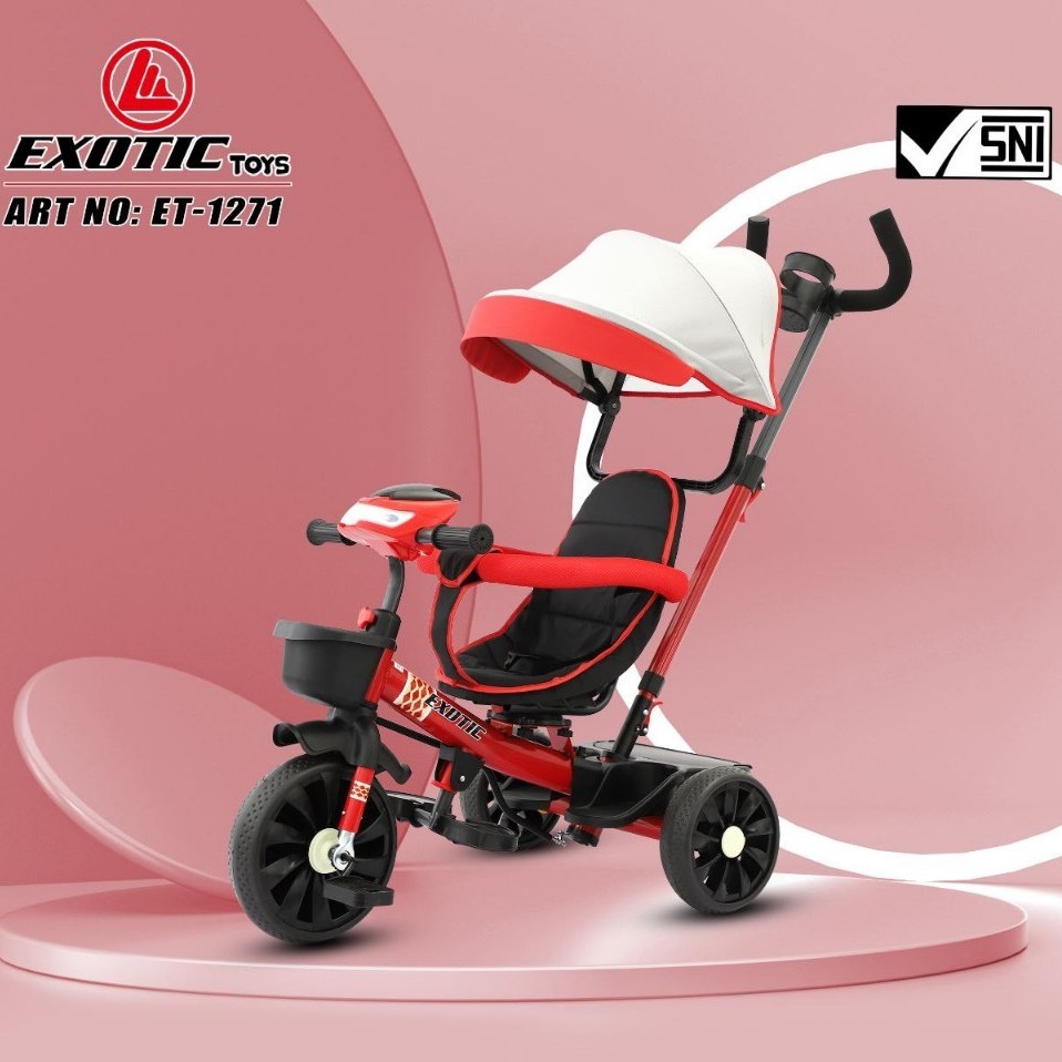 TRICYCLE ANAK EXOTIC ET 1271//SEPEDA ANAK RODA 3 BISA 2 ARAH/BECAK DORONG ANAK MURAH