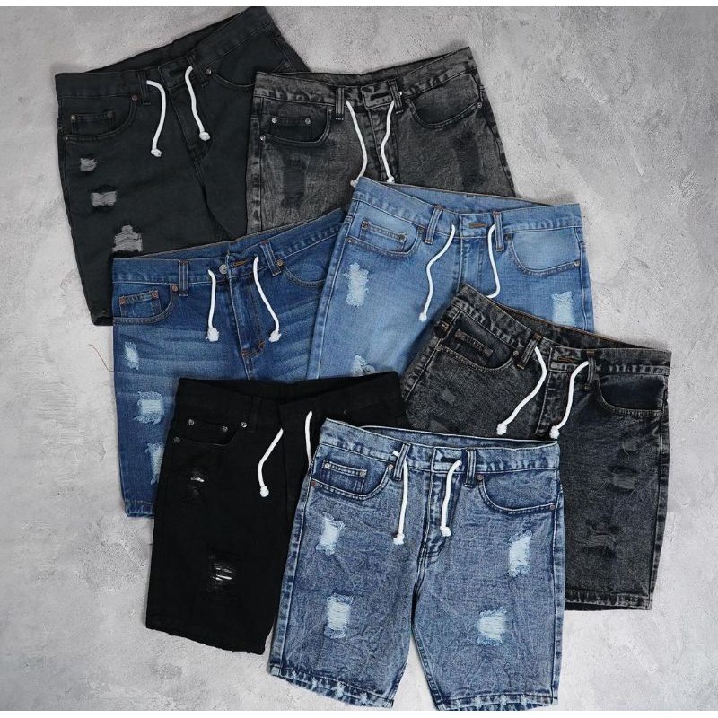 Celana Jeans Pendek Sobek Pria Wisker /CELANA PENDEK SOBEK / CELANA PENDEK JEANS/celana pendek bersh