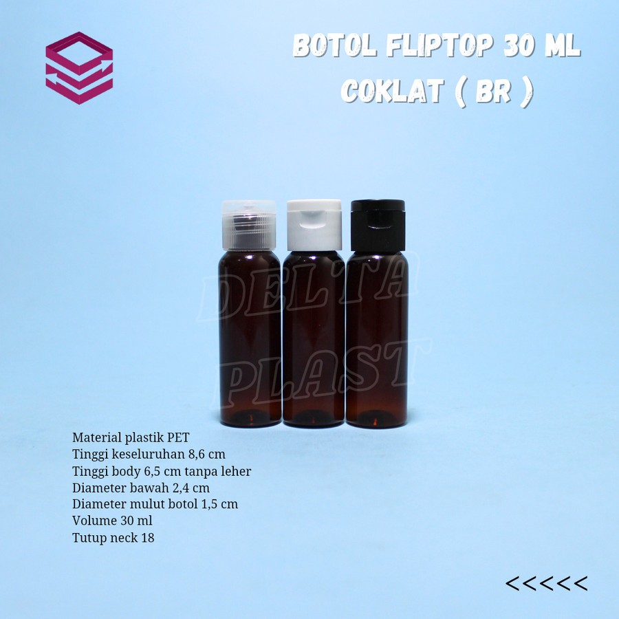 Botol fliptop 30 ml coklat amber / Botol fliptop 30 ml