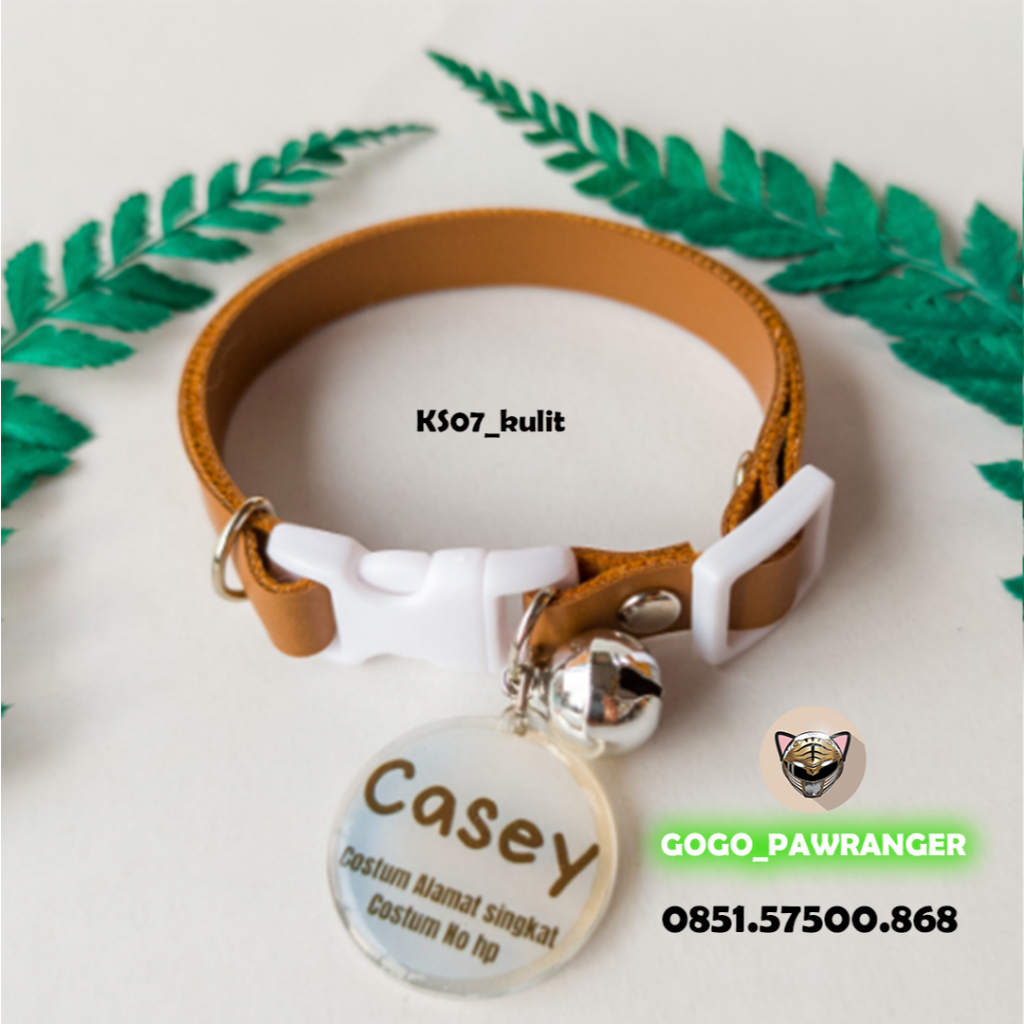 Kalung kucing viral | Dengan Liontin Custom Name | Kalung Kucing Kulit