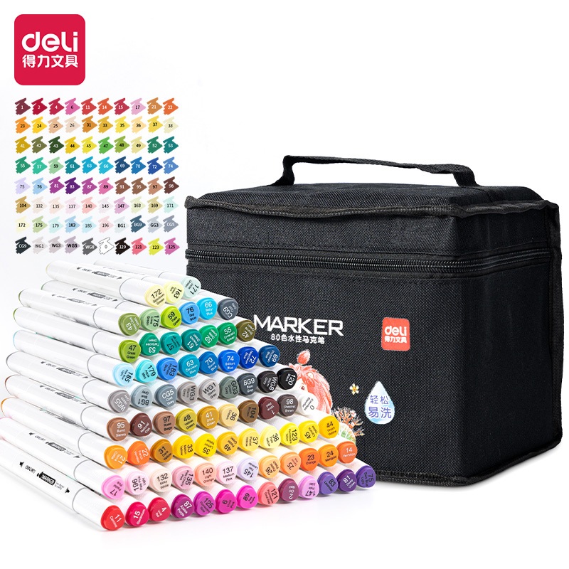 

Deli Spidol Sketsa / Sketch Marker 40 80 Warna Dual Tip Non Toxic HM900