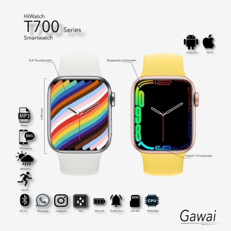 GAWAI Smartwatch Lite Series T700 Smartwatch