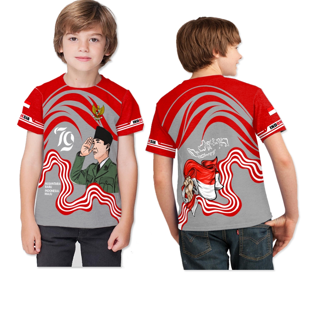 Kaos Anak Laki Laki 17 Agustus / Baju Kaos Anak 17 Agustus Lengan Panjang Fullprint