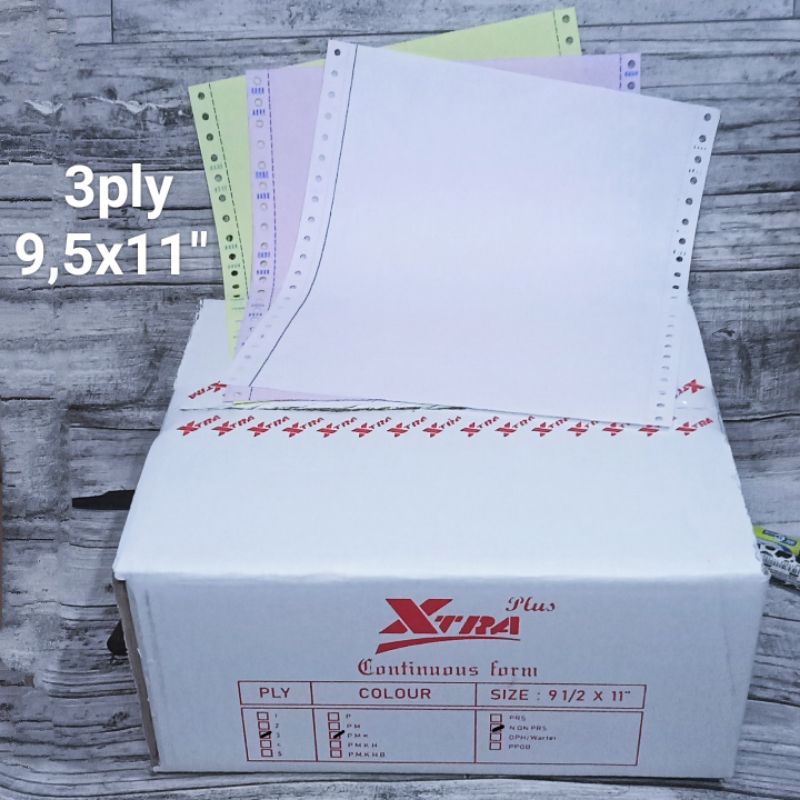 

kertas continuous form 500set 3ply 9,5x11" tanpa pembagian