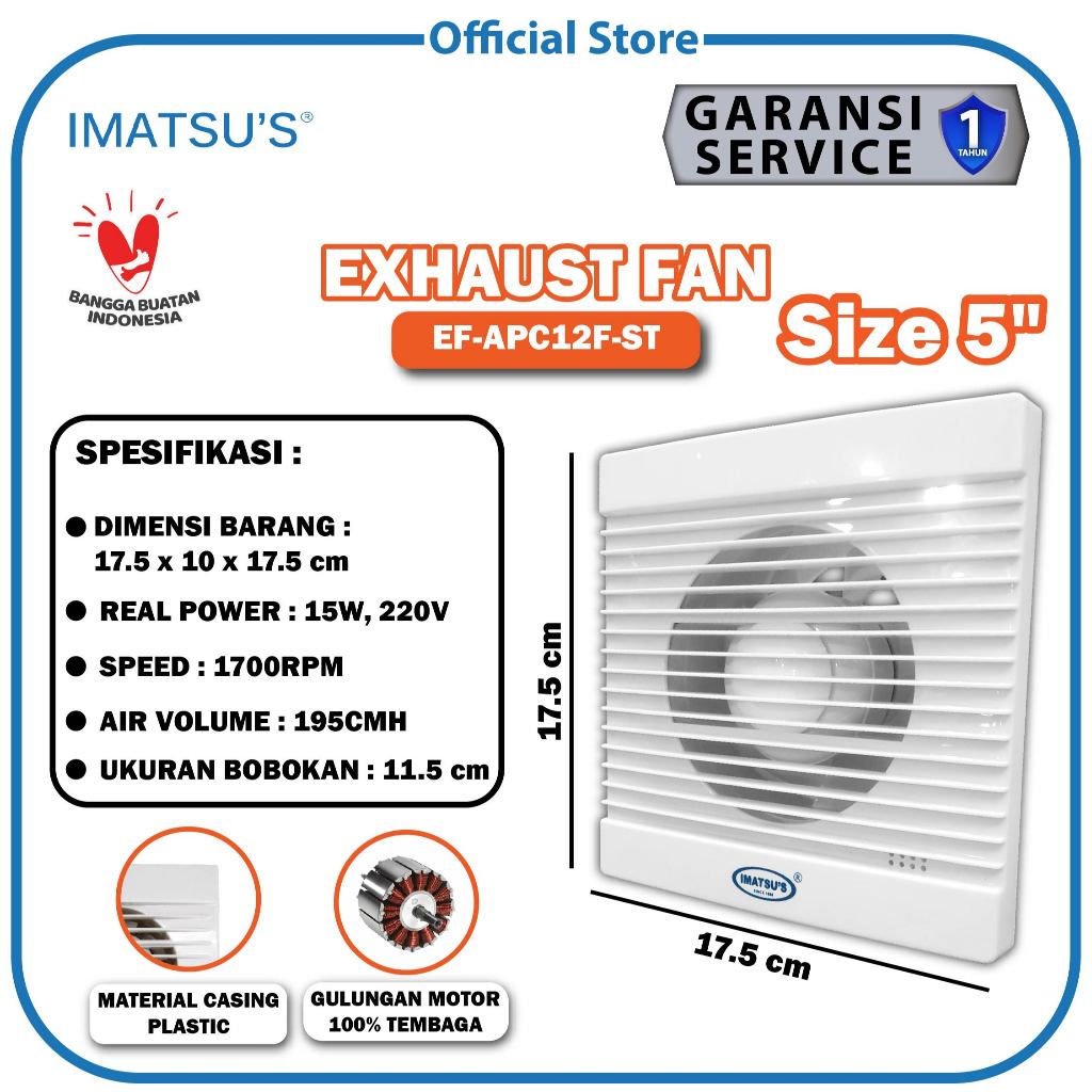 EXHAUST FAN / KIPAS dinding tembok/ EXHAUST FAN dinding tembok 5 INCH/Exhaust Fan Toilet 5 Inch Exha