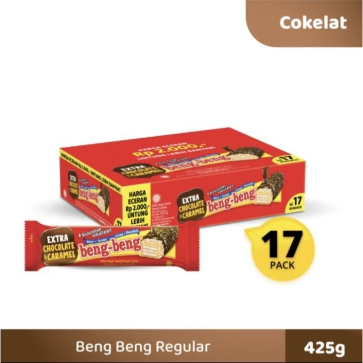 

Beng Beng Chocolate Crispy Wafer ( 1 box isi 17 pcs )