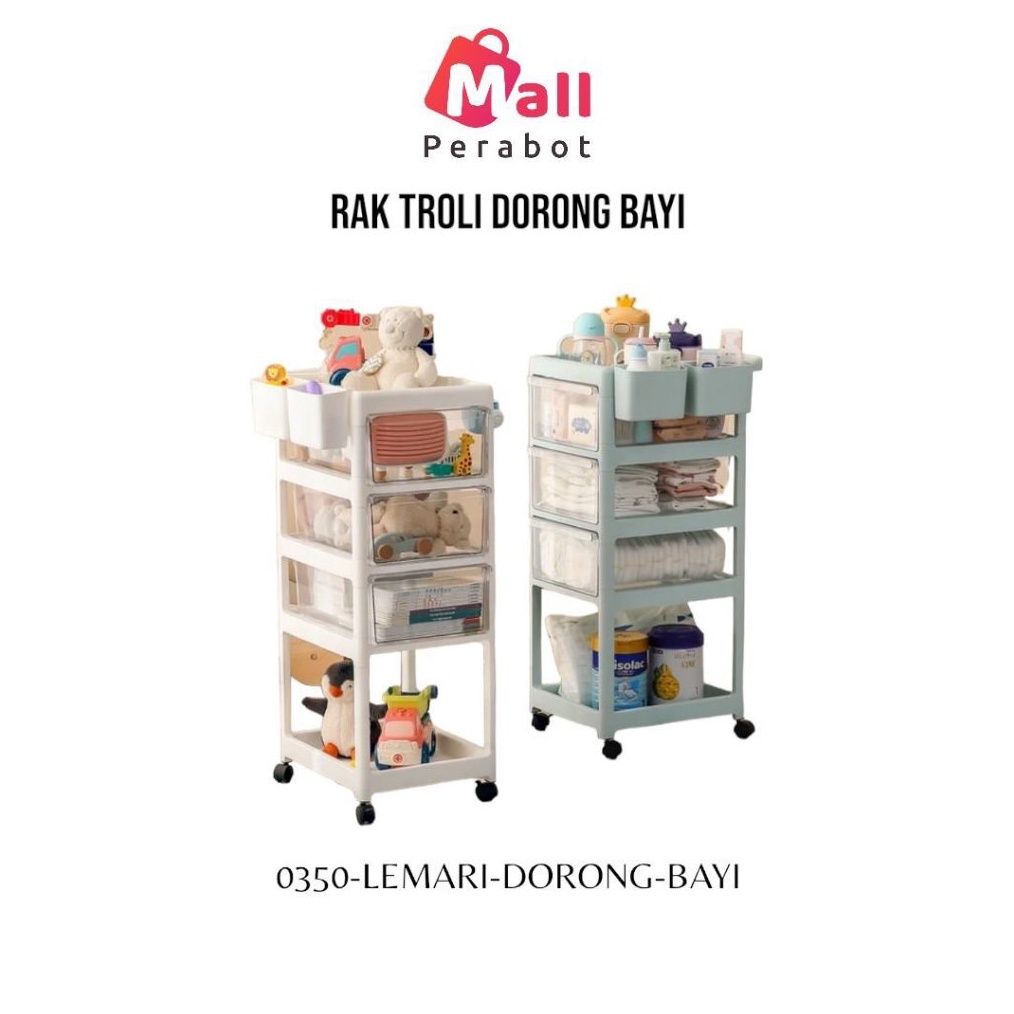 KODE Y44L Mall Perabot  Rak Penyimpanan Perlengkapan Bayi  Lemari Troli Dorong Baju Baby Stuff  Ruan