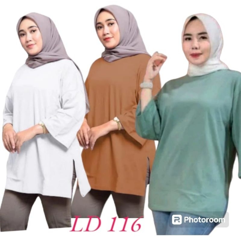 LOVZA KAOS TUNIK POLOS oversize WANITA LD 120 ADEM HALUS NYAMAN