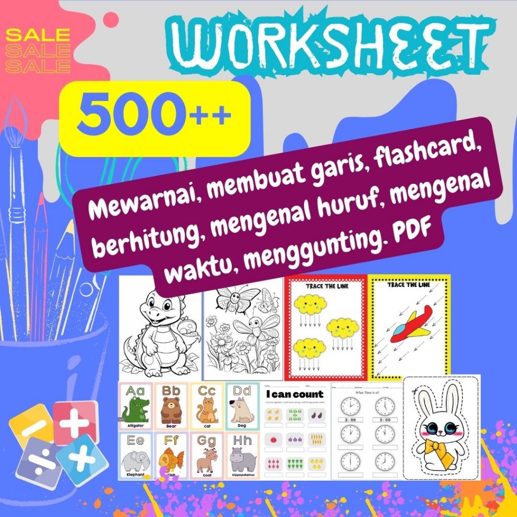 Worksheet Printable Kegiatan Anak Usia 2 3 4 5 6 Tahun TK PAUD PRESCHOOL SD PDF