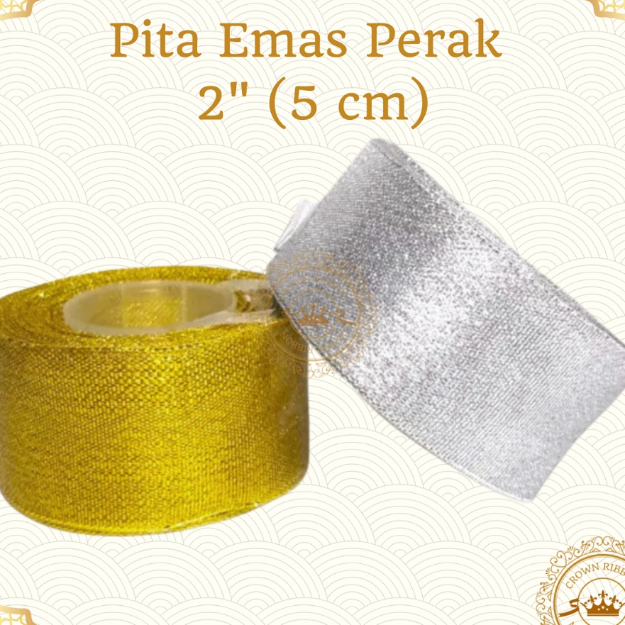 

KF7 Pita Emas Perak Gliter 2 inch 5 cm