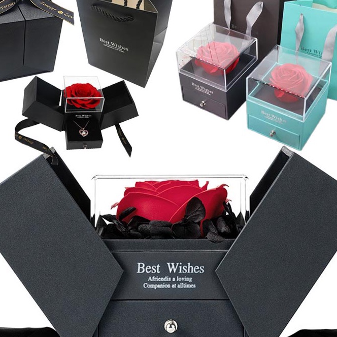 

KF7 Eternal Rose Gift Box Kotak Perhiasan Kado Kalung Cincin Lamaran Mawar Gift Box Mawar Visual Experiencekotak penyimpanan perhiasan yang universal untuk kalung