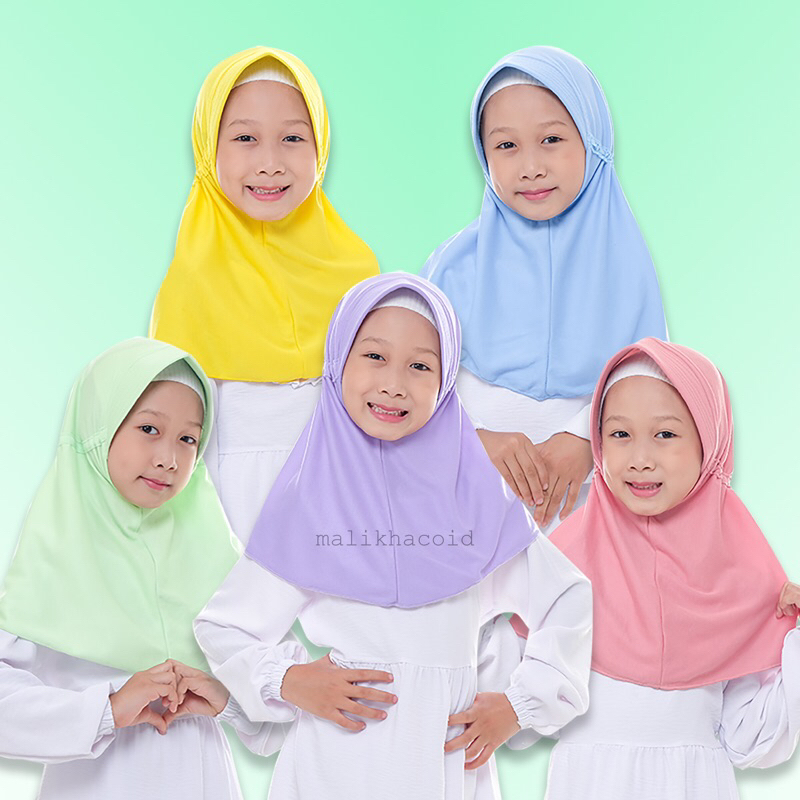 HijabKhaliza Bergo Serut Size S / Kerurung Sekolah / Hijab Instan Serut / Hijab Kaos / Jilbab Tali S