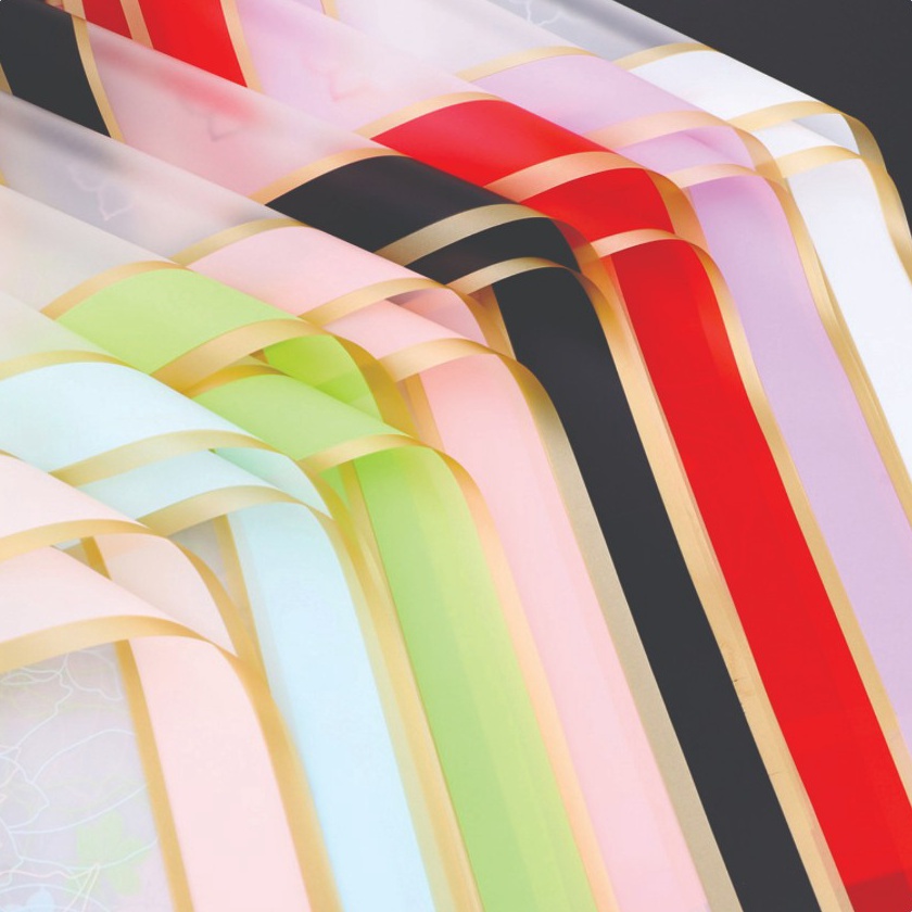 

Super 2 LEMBAR Kertas Buket Bunga Uang Cellophane Flower Wrapping Paper Double Frame List Gold KB627