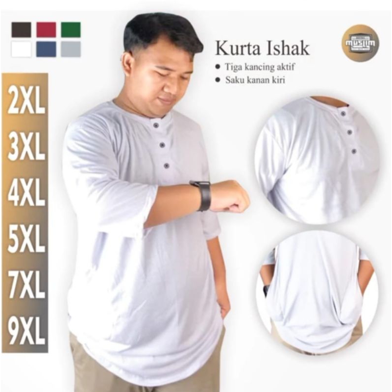 Baju Koko Kurta Putih Koko Pakistan Jumbo Pria Big Size XXL XXXL 4XL 5XL 6XL 7XL 8XL Koko Jumbo