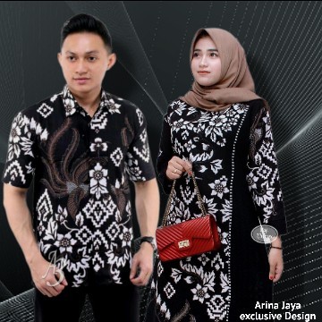 Baju Couple kemeja Gamis kombinasi batik  size jumbo model terbaru Shalimar kemeja lengan pendek M L